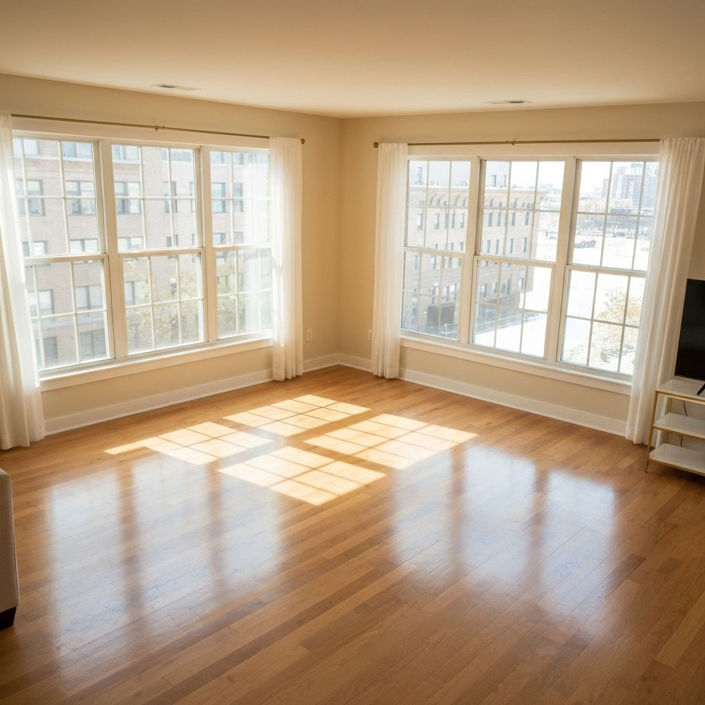 깨끗하게 청소된 거실 공간